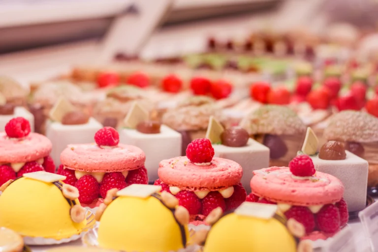 various-beautiful-delicious-pastries-on-a-showcase-